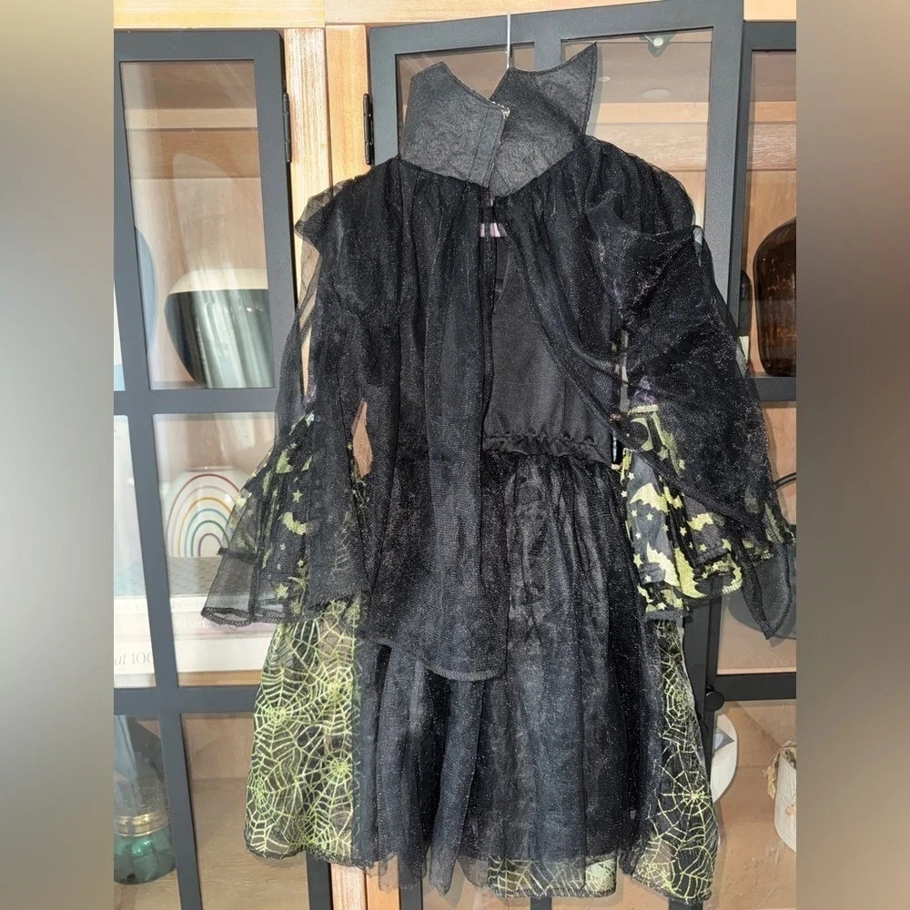 Toddler Witch costume dress glitter bats moon spiderweb halloween sequins girls